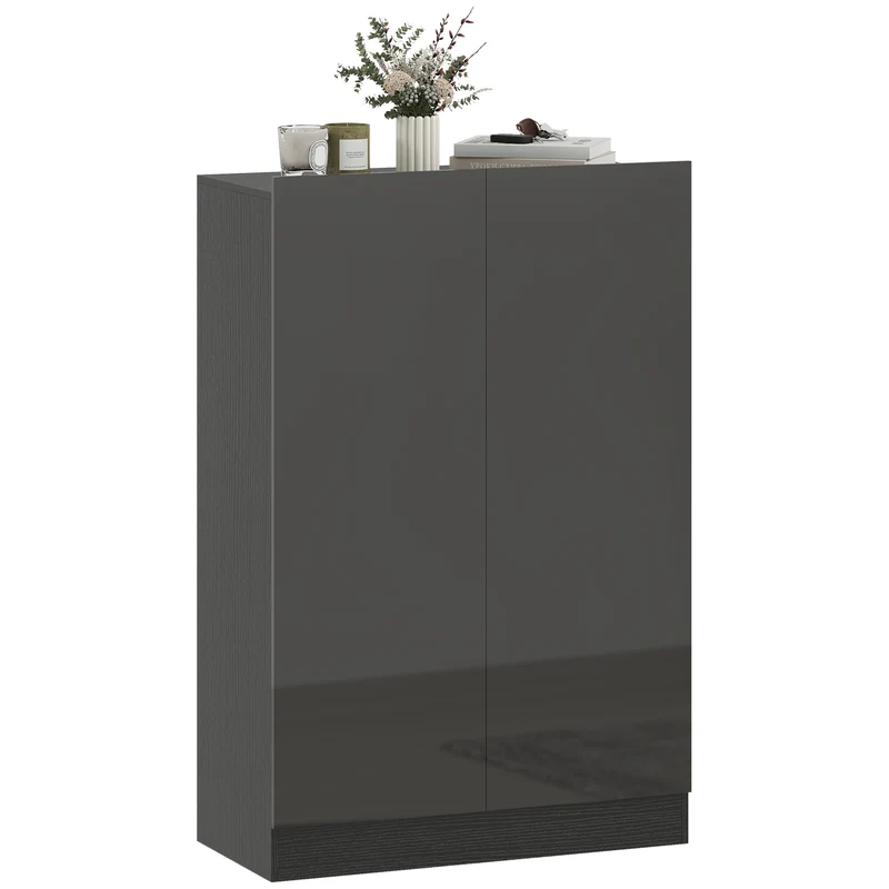 Meuble à chaussures d'entrée 72 x 34,5 x 103 cm étagères réglables portes fermeture douce moderne épuré en MDF noir 21_0002780