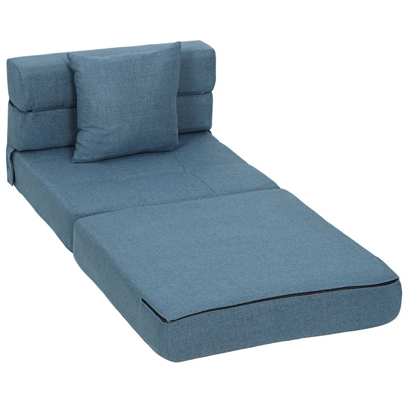 Chauffeuse convertible 1 place 70 x 70 x 61 cm lit d'appoint rapide assise rembourrée moderne en polyester bleu foncé 21_0003013