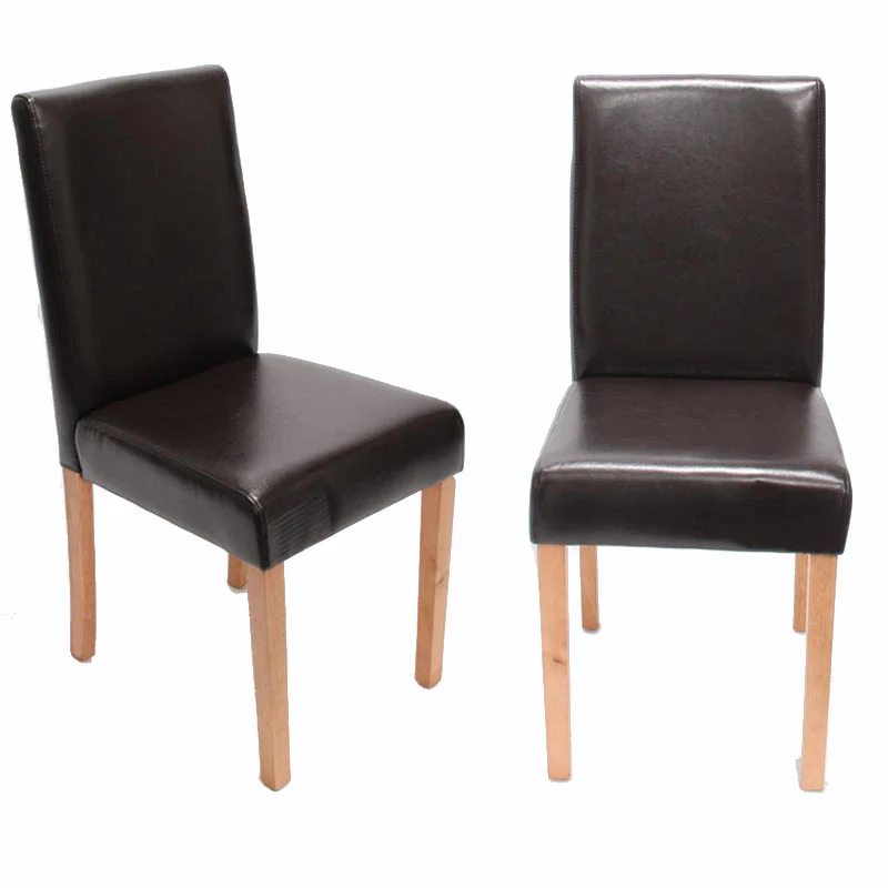 Lot de 2 chaises de salle à manger cuisine en synthétique marron pieds en bois clair design moderne 04_0001937