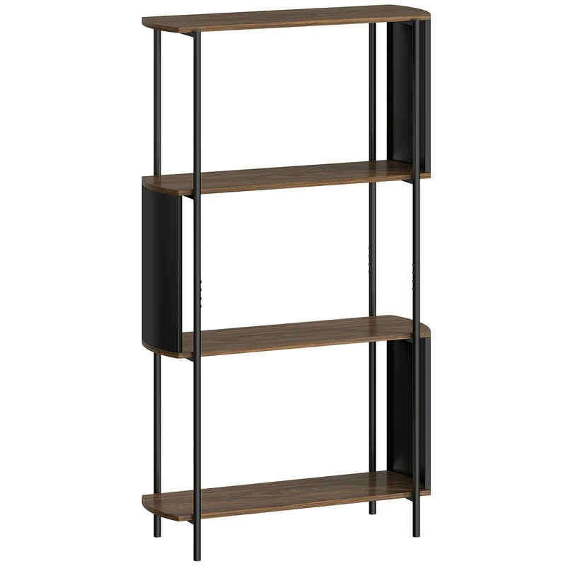 Étagère de rangement verticale 80 x 30 x 141 cm gain de place quatre niveaux style industriel contemporain en MDF marron 21_0002988