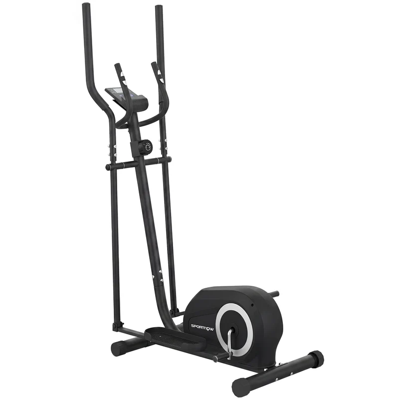 Vélo elliptique salon 100 x 52 x 153 cm silencieux 8 niveaux de résistance moderne épuré support téléphone en métal gris 21_0006742