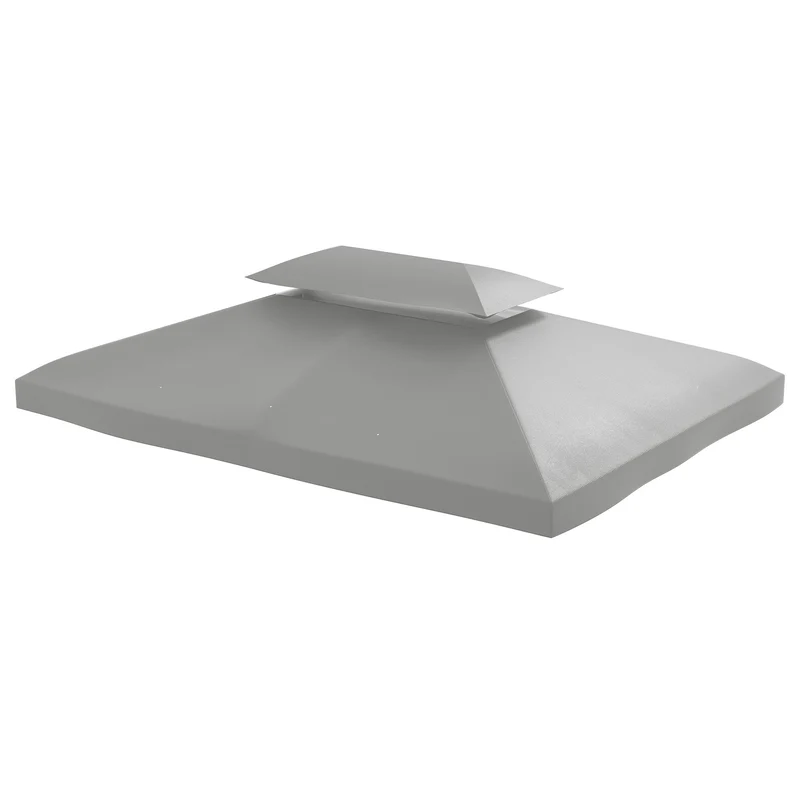 Toile de rechange pour pavillon 3 x 4 m double toit ventilé anti poche d'eau 180 g/m² moderne en polyester gris clair 21_0004745
