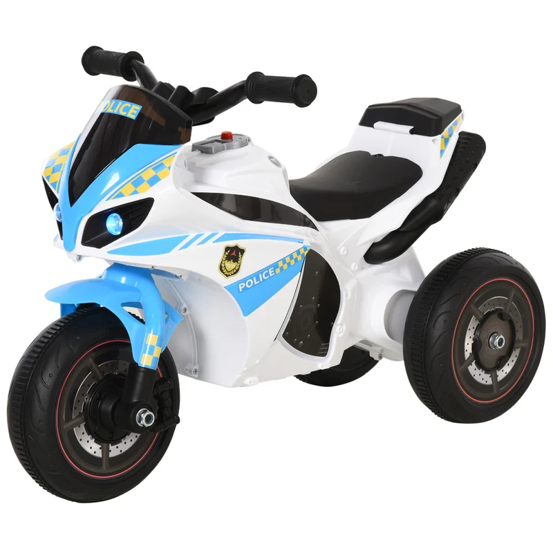 Porteur moto enfant 74 x 39 x 48 cm effets musicaux et lumineux coffre de rangement stable design tendance en PP bleu 21_0000458