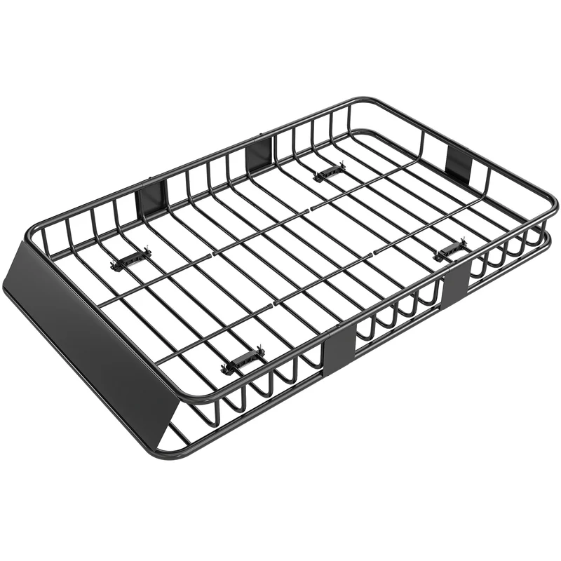 Porte-bagages de toit pour voiture 162 x 99 x 16 cm capacité 100 kg installation rapide design industriel en métal noir 21_0007169