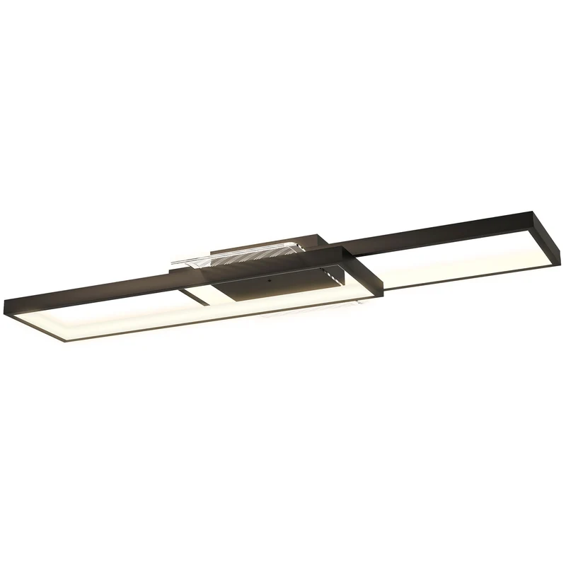 Plafonnier led rectangulaire salon 70 x 30 x 7 cm intensité réglable température 3000-6000K moderne en plastique noir 21_0007071