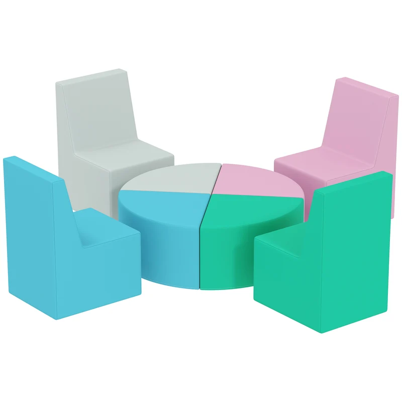 Parcours motricité bébé convertible tables et tabourets 150 x 150 x 50 cm antidérapant lavable décoratif en PU bleu 21_0000737