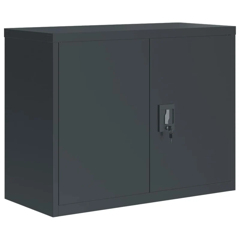 Caissons à tiroirs meuble de bureau avec étagère réglable et portes verrouillables 90 x 40 x 70 cm acier anthracite DEC024508
