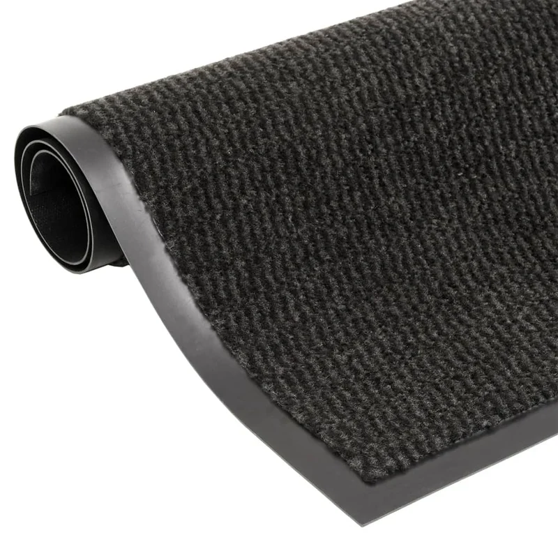 Paillasson touffeté 60 x 180 cm PP noir et caoutchouc DEC040674
