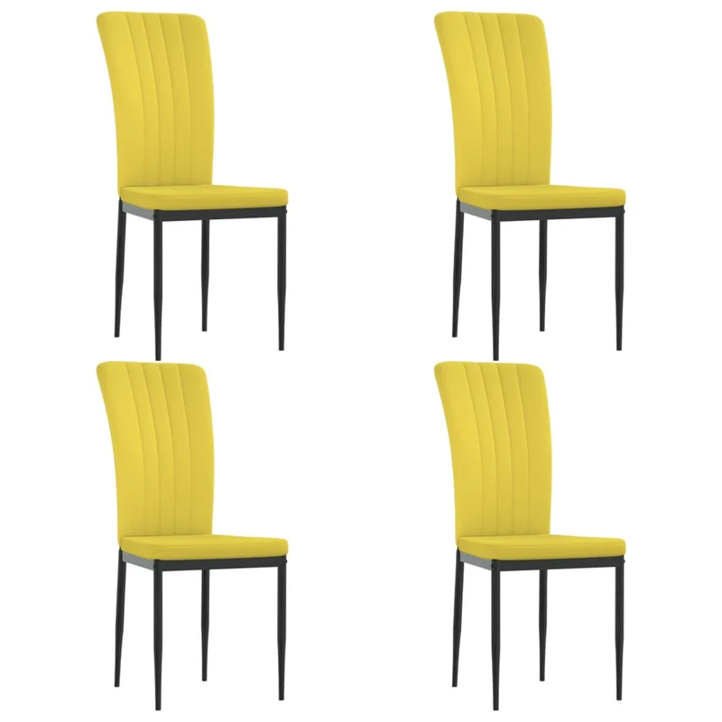 Set de 4 chaises de salle à manger en velours jaune moutarde DEC025635