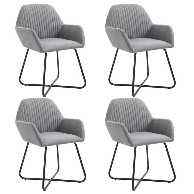 Lot de 4 chaises de salle à manger cuisine design moderne tissu gris clair CDS021522