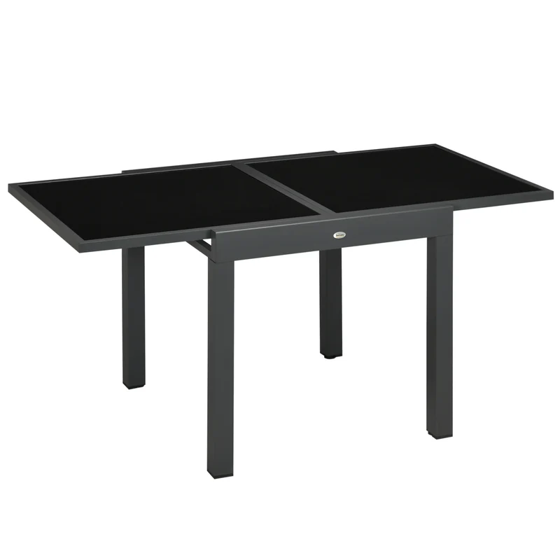 Table extensible de jardin 160 x 80 x 75 cm 6 personnes système extensible moderne contemporain en aluminium gris foncé 21_0004614