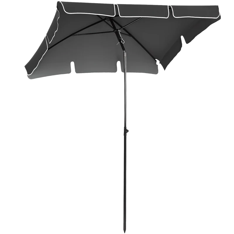 Parasol rectangulaire inclinable jardin 198 x 130 x 245 cm toile 160g ouverture à corde contemporain en polyester gris 21_0004951