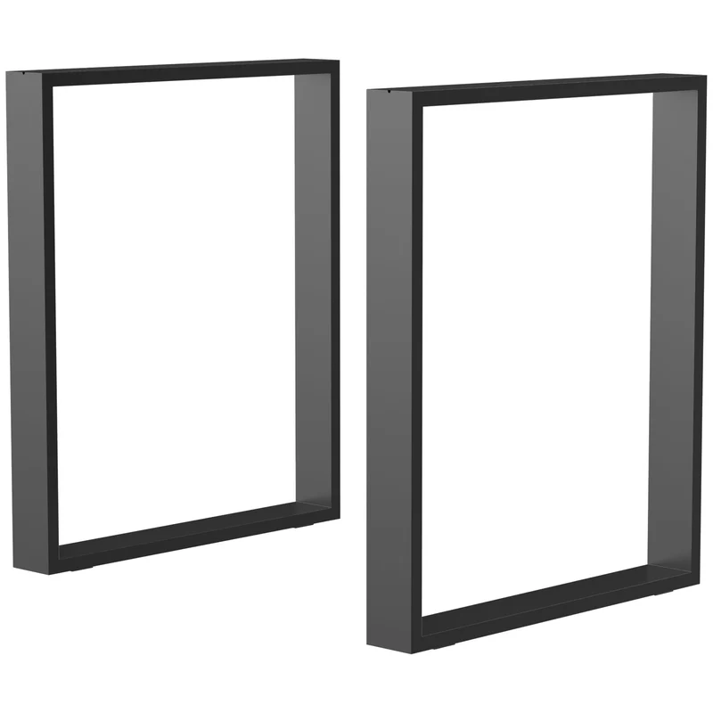 Lot de 2 pieds rectangulaires table bureau 60 x 8 x 72 cm montage rapide antidérapants style industriel en acier noir 21_0007150