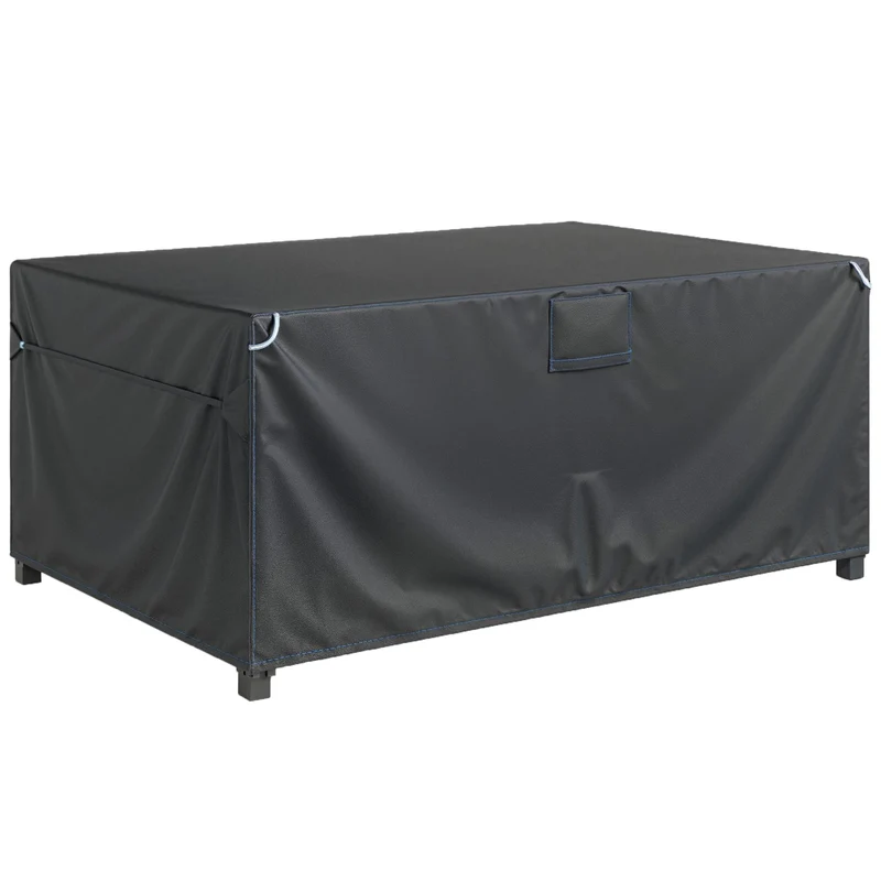 Housse salon de jardin extérieure 180 x 120 x 74 cm imperméable 2000 mm anti uv style épuré en tissu oxford 420d noir 21_0005745