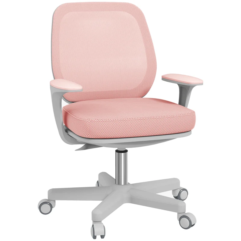 Chaise de bureau ergonomique 55 x 48 x 82,5-94,5 cm assise respirante réglable 44-56 cm design moderne en polyester rose 21_0006260