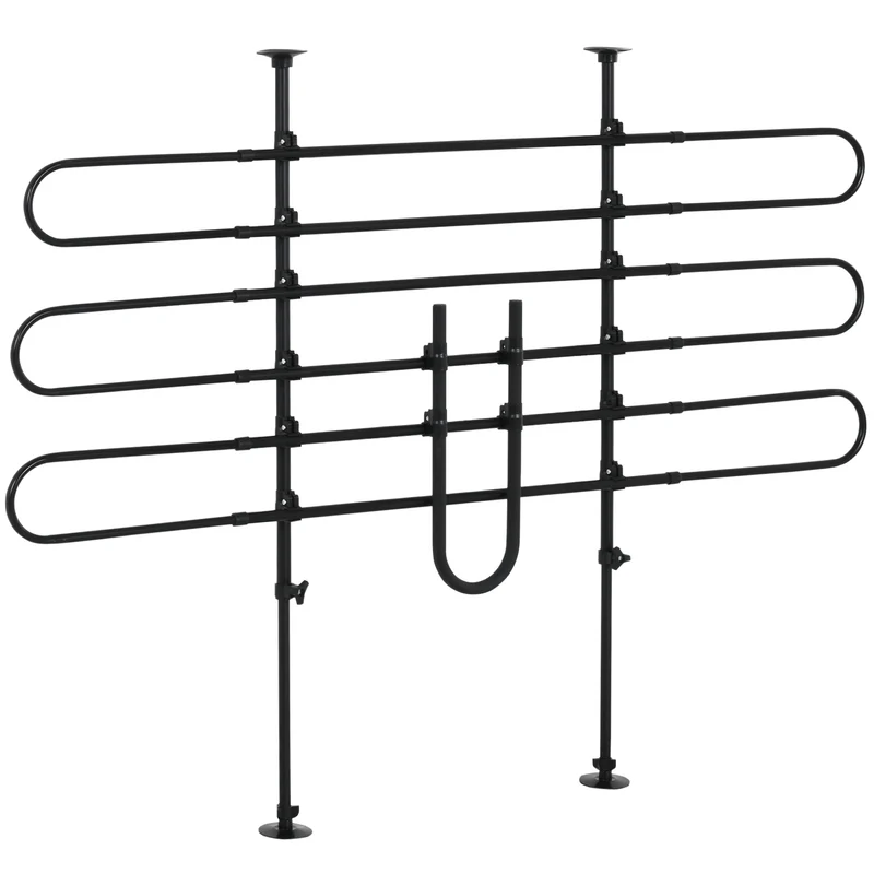 Grille de séparation voiture pour chien 87-135 x 85-120 cm réglable maintien bagages design contemporain en acier noir 21_0007202