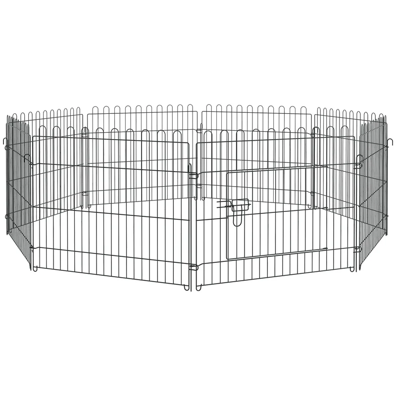 Enclos pour animaux intérieur et extérieur 180 x 71 x 61 cm porte verrouillage montage facile industriel en acier noir 21_0007385
