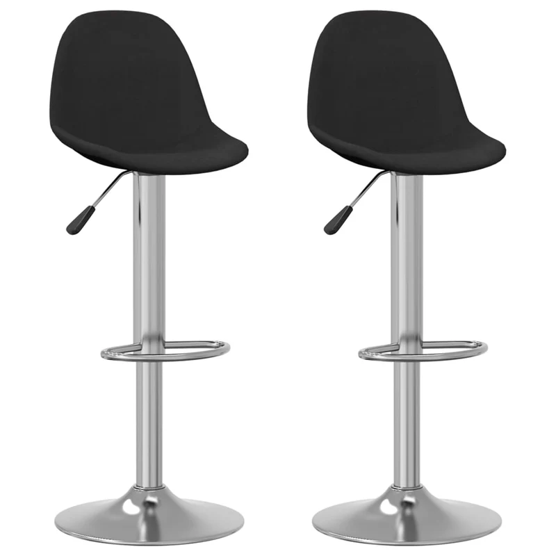 Lot de 2 tabourets de bar chaises hautes en tissu noir base en acier chromé DEC029819