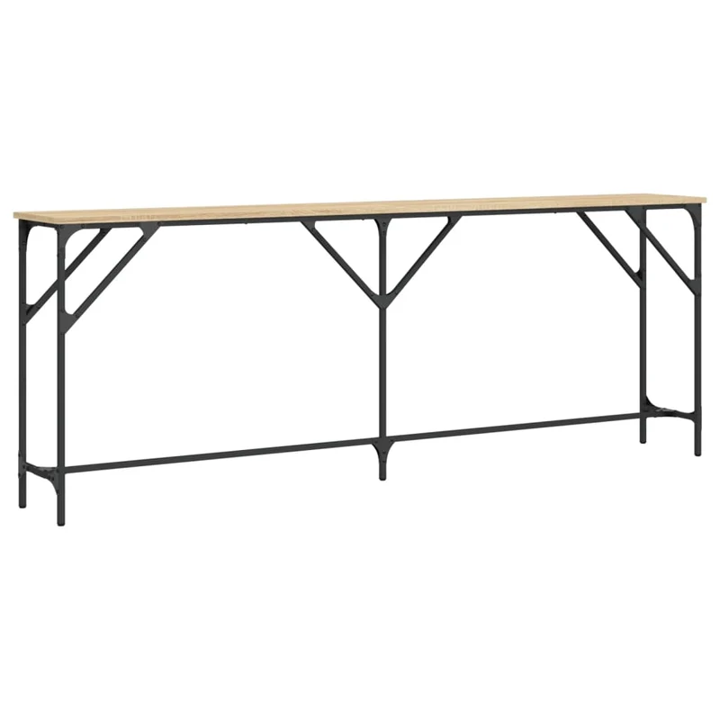 Meuble d'entrée table console design élégant 200 x 29 x 75 cm bois d'ingénierie et métal DEC031944