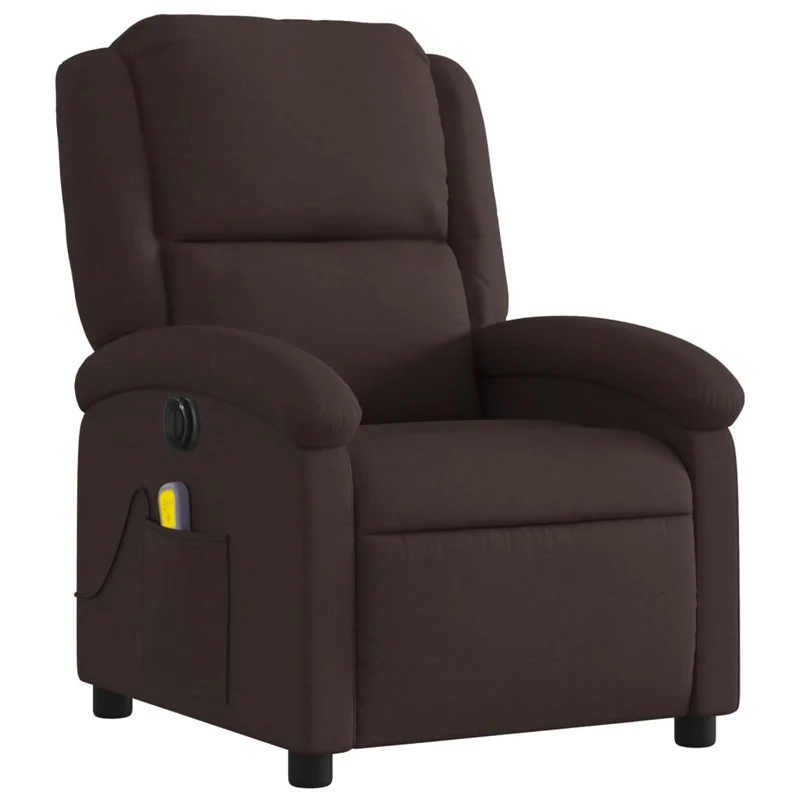 Fauteuil de relaxation TV fonction massage inclinable électrique 6 points de massage en tissu marron foncé DEC027186