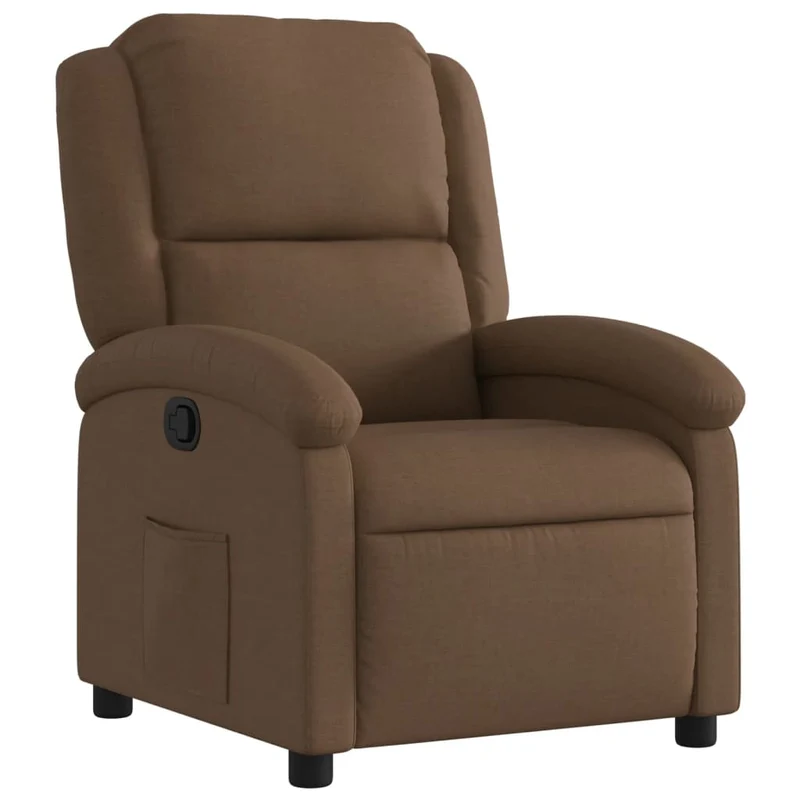 Fauteuil relax TV rembourrage confortable fonction d'inclinaison manuelle en tissu marron DEC028053