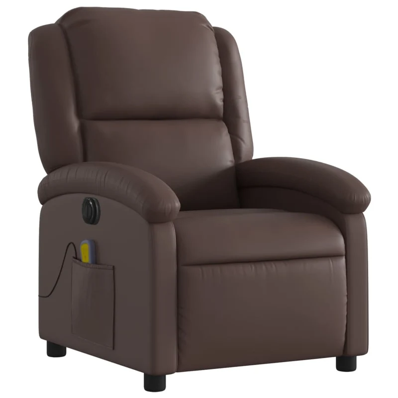 Fauteuil de relaxation TV fonction massage inclinable électrique 6 points de massage en PVC marron DEC027204