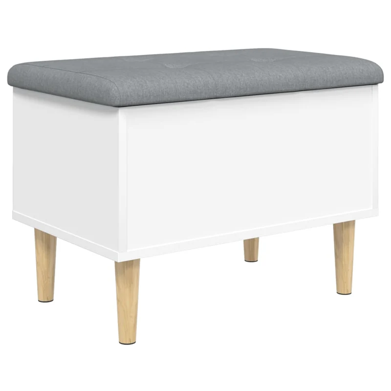 Banc banquette de rangement avec coussin d'assise gris 62 x 42 x 46 cm en bois d'ingénierie blanc DEC024712