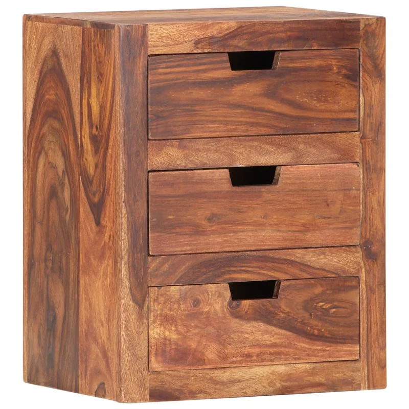 Table de chevet avec 3 tiroirs 40 x 30 x 50 cm bois massif et bois d'ingénierie DEC032937