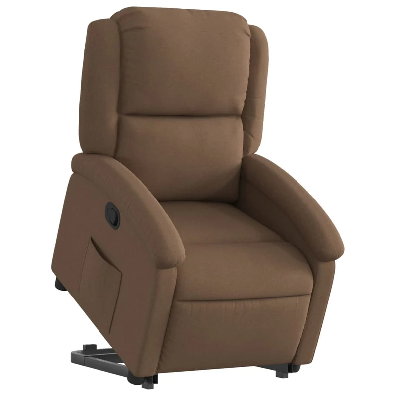 Fauteuil relax TV rembourrage confortable fonction de levage électrique en tissu marron DEC028044