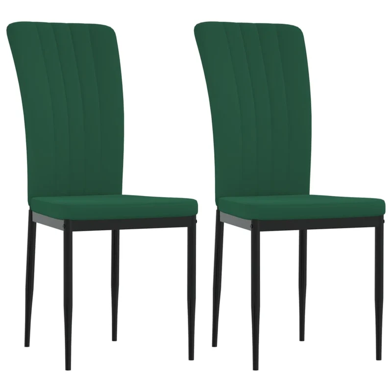 Set de 2 chaises de salle à manger en tissu velours vert foncé DEC025599