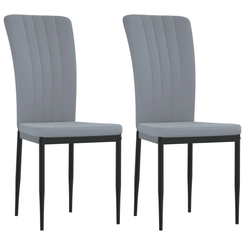 Set de 2 chaises de salle à manger coutures décoratives en tissu velours gris clair DEC025515