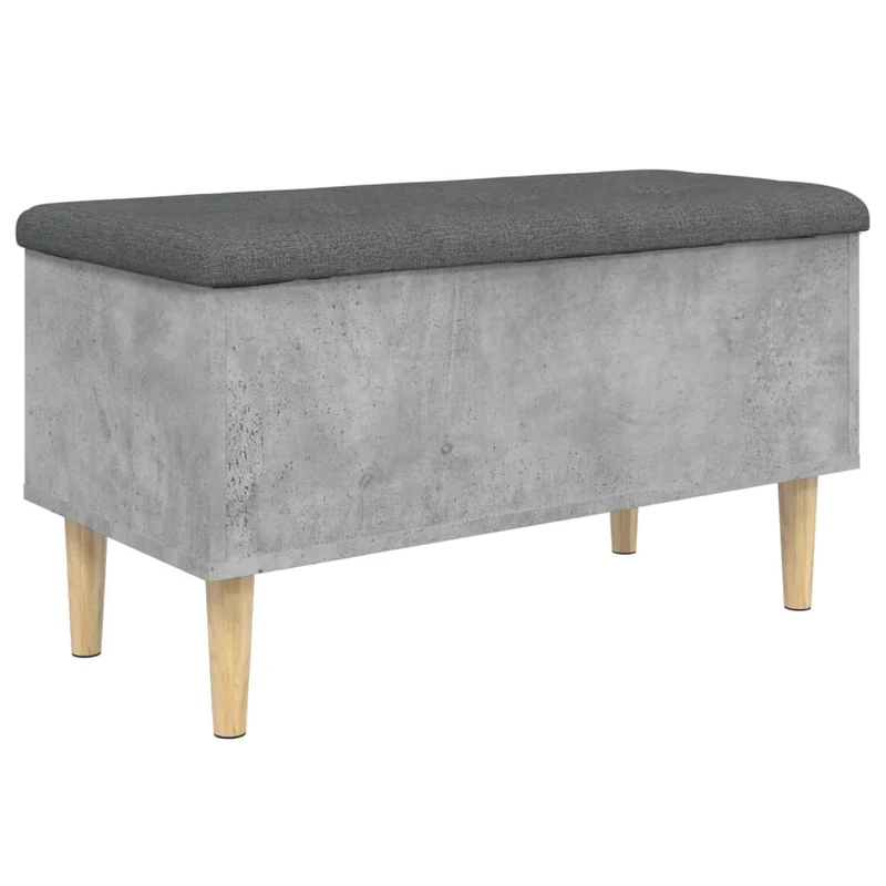 Banc banquette de rangement avec coussin d'assise 82 x 42 x 46 cm bois d'ingénieriecouleur gris béton DEC024768