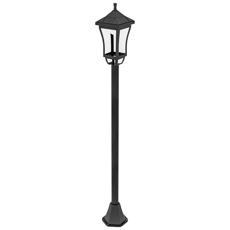Lampadaire solaire sur pied extérieur 15 x 15 x 127 cm allumage automatique résistant ip44 contemporain en plastique noir 21_0006995