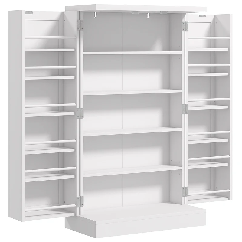Armoire de cuisine garde-manger 60 x 30 x 104 cm rangement modulable et sécurisé style épuré contemporain en MDF blanc 21_0003227