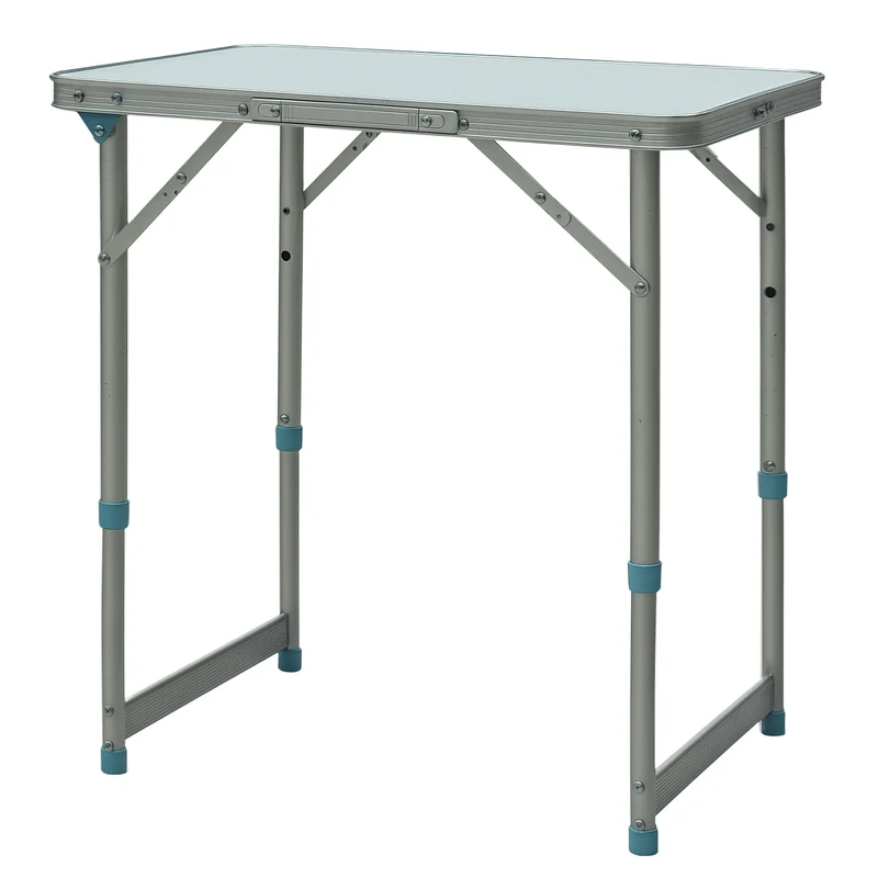 Table pliante valise camping extérieur 60 x 45 x 64 cm hauteur réglable transportable moderne épuré en aluminium blanc 21_0000039