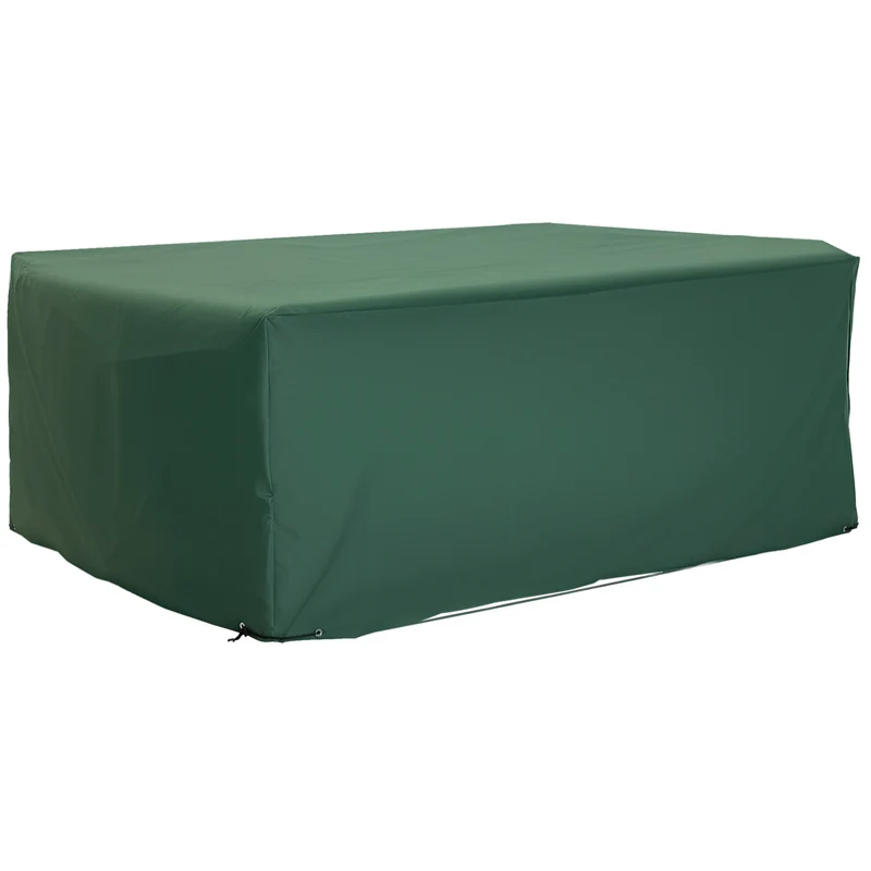 Housse de protection rectangulaire salon jardin 210 x 140 x 80 cm étanche robuste avec style épuré en tissu oxford vert 21_0000075