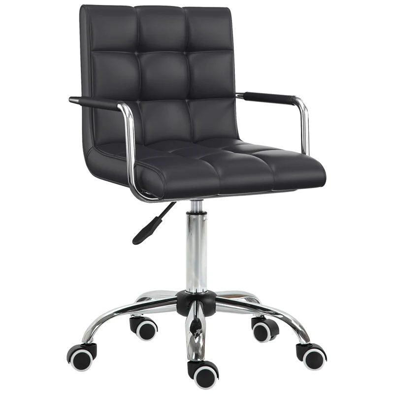 Chaise de bureau pivotante réglable 52,5 x 54 x 99 cm confort soutien lombaire moderne en revêtement synthétique noir 21_0000094