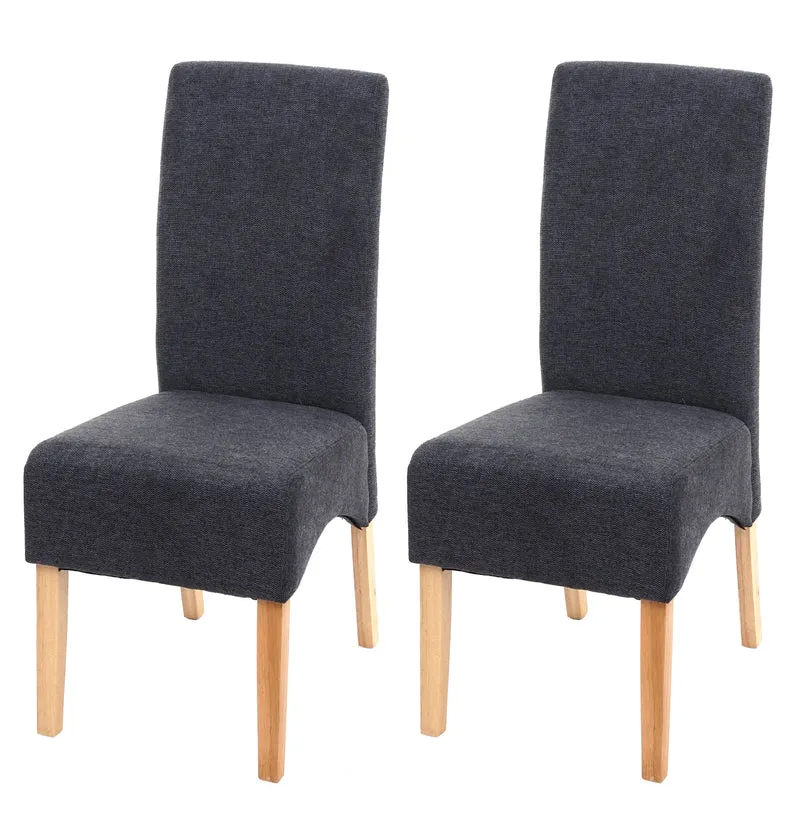 2x chaises de salle à manger cuisine en tissu gris foncé pieds en bois clairs 04_0000244