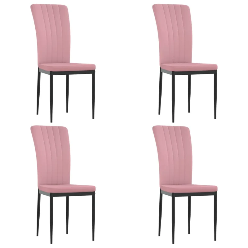 Set de 4 chaises de salle à manger en tissu velours rose rembourré de mousse cadre en fer DEC025651