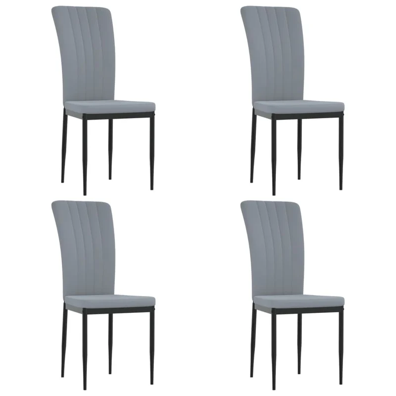 Set de 4 chaises de salle à manger en tissu velours gris couture décorative cadre en fer DEC025623