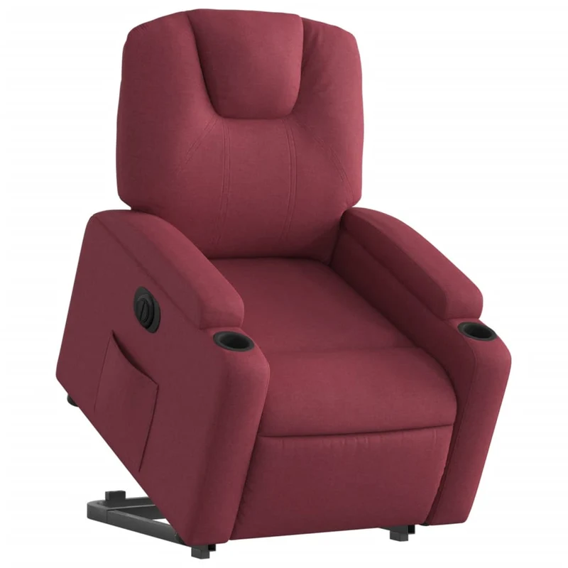 Fauteuil relax TV fonction de levage électrique très confortable en tissu rouge bordeaux DEC028536