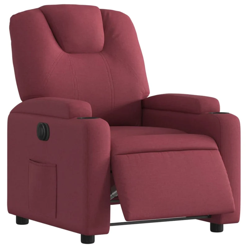 Fauteuil relax TV fonction de levage électrique très confortable en tissu rouge bordeaux DEC028544