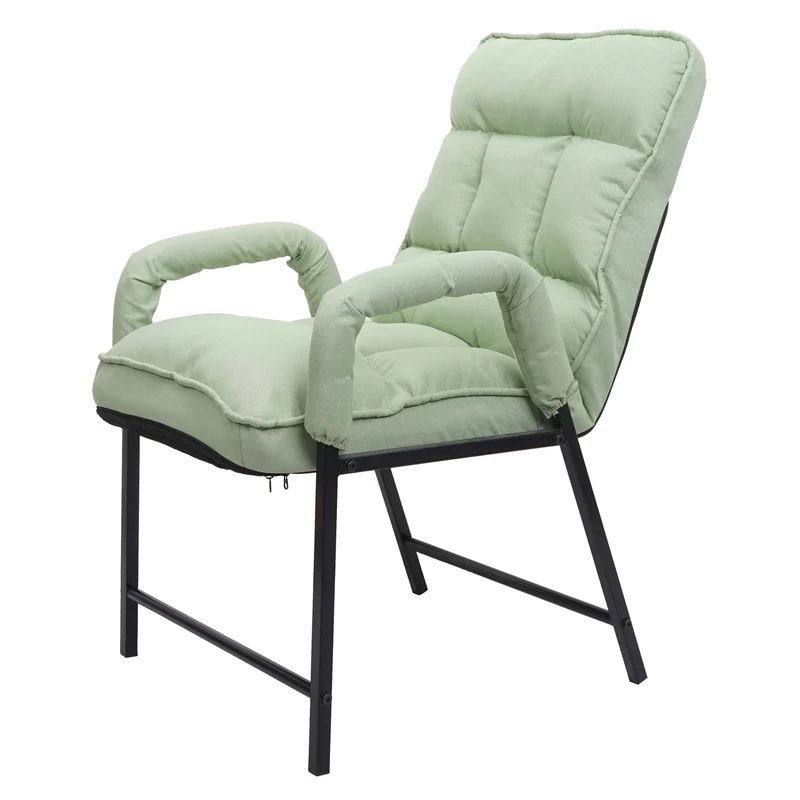 Chaise rembourrée fonction inclinable en métal et tissu vert menthe 04_0006339