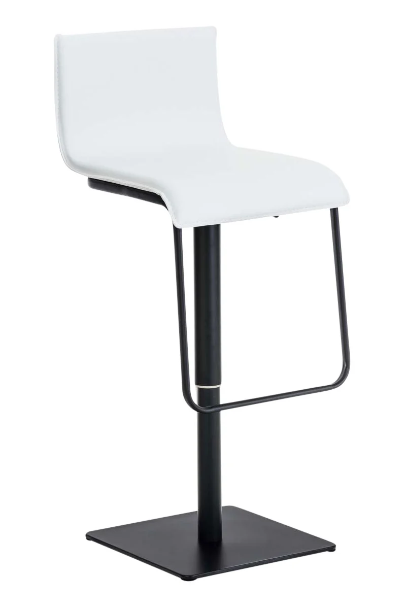 Tabouret de bar x1 chaise haute siège pivotant en PVC blanc support métal noir mat 10_0000857