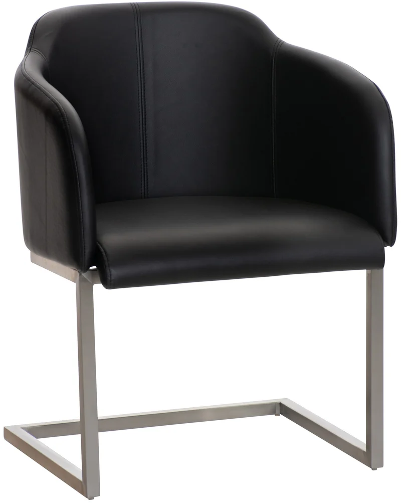Chaise de salle à manger fauteuil visiteur design moderne en PVC noir et acier inoxydable 10_0001914