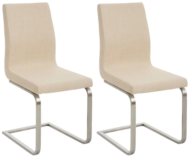 Chaise de salle à manger x1 design moderne en tissu crème support en acier inoxydable 10_0007756