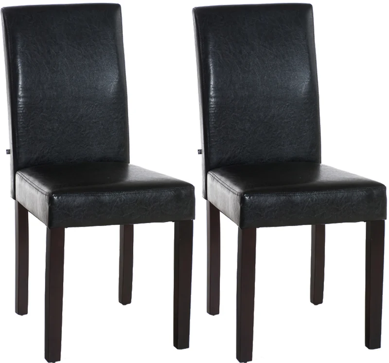 Lot de 2 chaises de salle à manger design moderne en PVC marron et pieds en bois marron 10_0001543