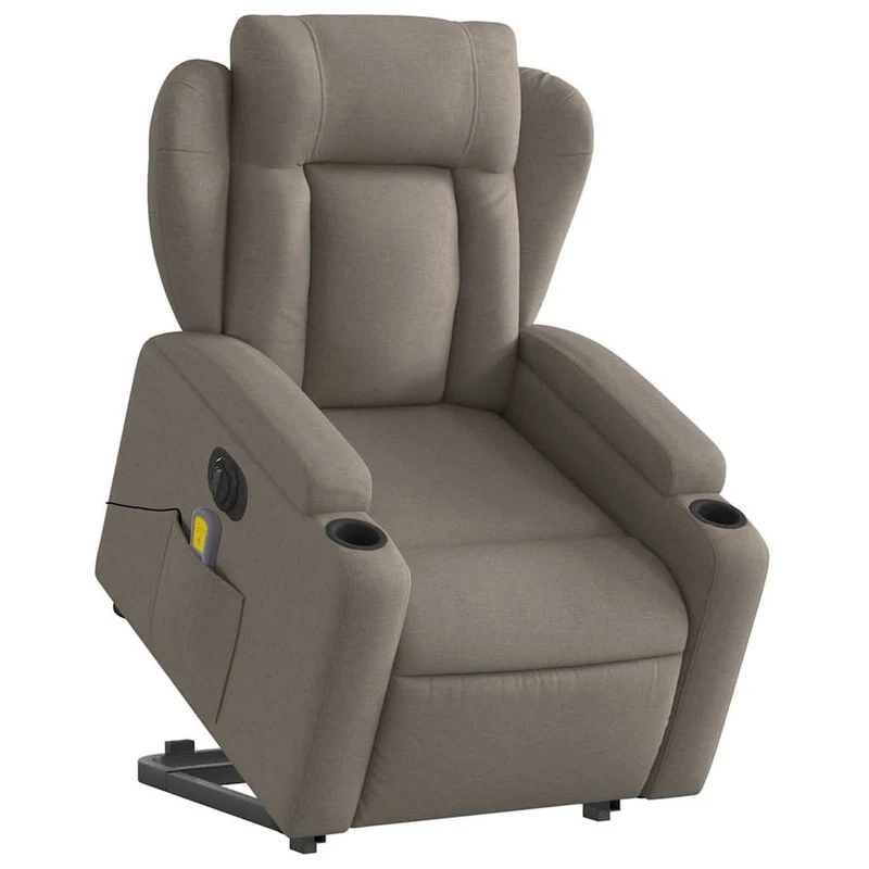 Fauteuil de relaxation fonction massage et inclinable fonction de levage électrique en tissu taupe DEC027865