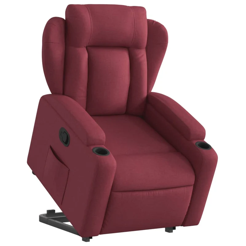 Fauteuil relax TV rembourrage confortable fonction de levage électrique en tissu rouge bordeaux DEC028144
