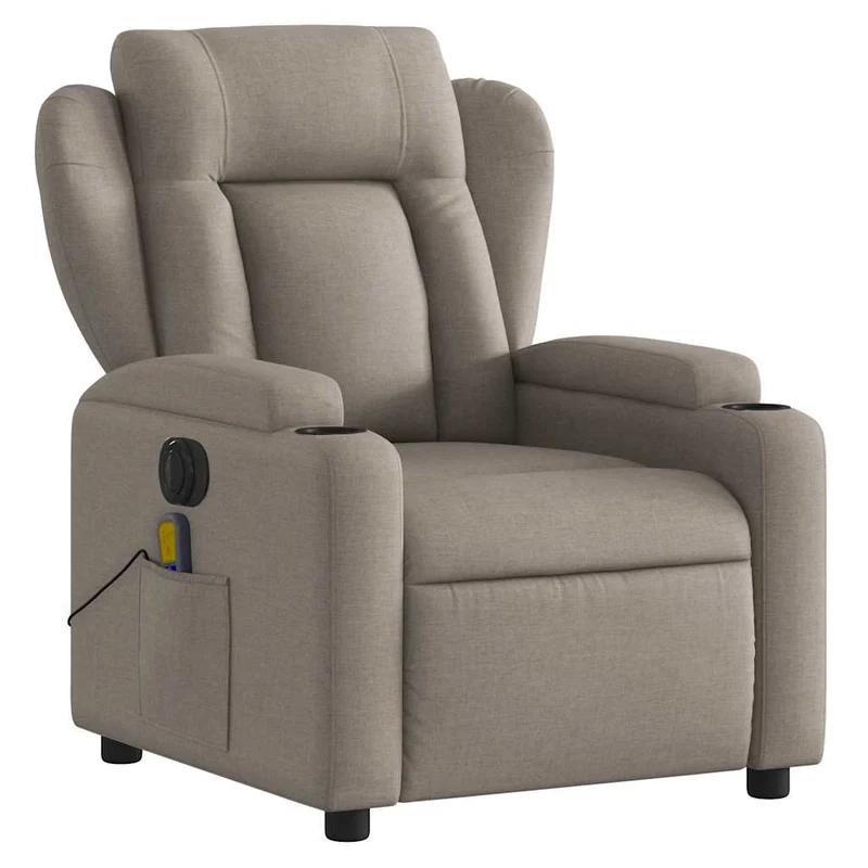 Fauteuil de relaxation TV fonction massage inclinable électrique 6 points de massage en tissu taupe DEC027265
